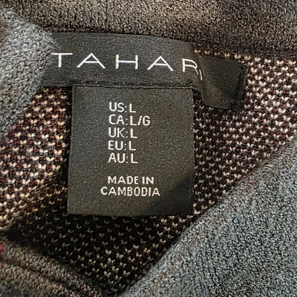 Tahari Womens‎ Green Burgundy Plaid Open Front Longline Cardigan Sweater Size M